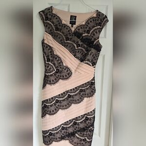 Jax Blush Pink Black Lace Cocktail Dress Size 8